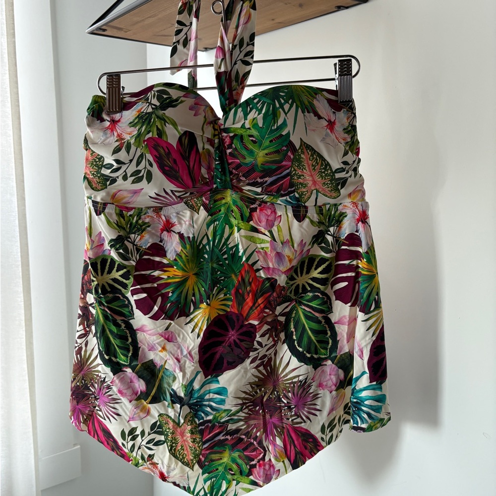 Aqua Floral Halter Dress